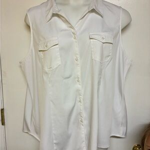 Cato White Sleeveless Button-Down Shirt